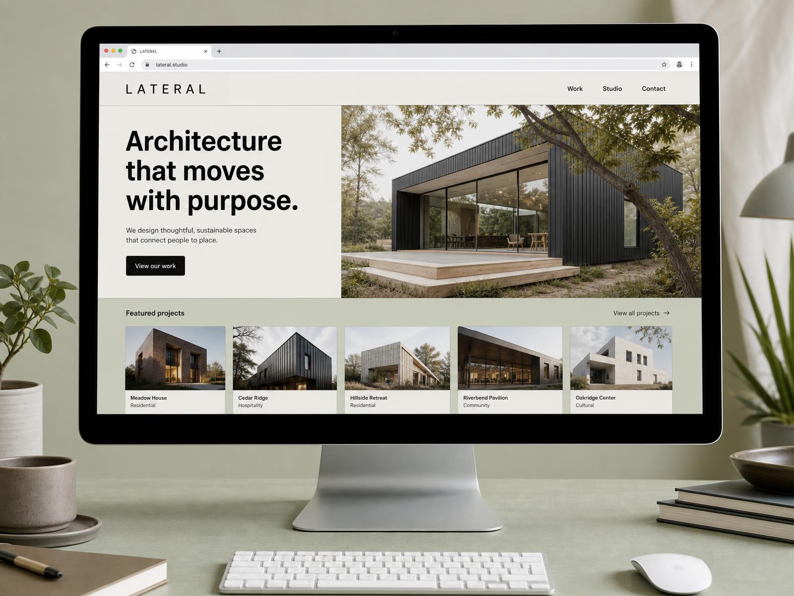 Lateral architecture studio website shown in a desktop browser